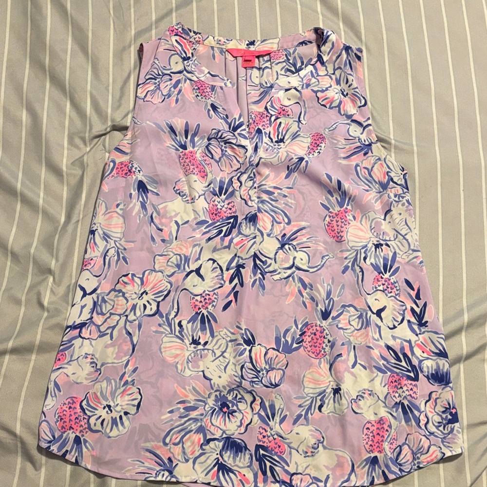 Lilly Pulitzer Pink and Blue Floral Tank Top